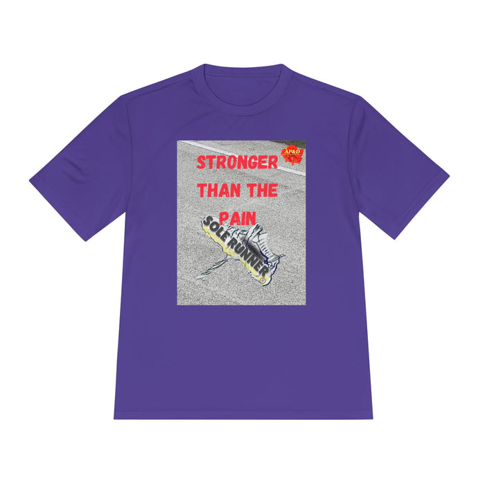 Stronger Than The Pain- Whimsical Moisture Wicking Unisex T-Shirt For Runners