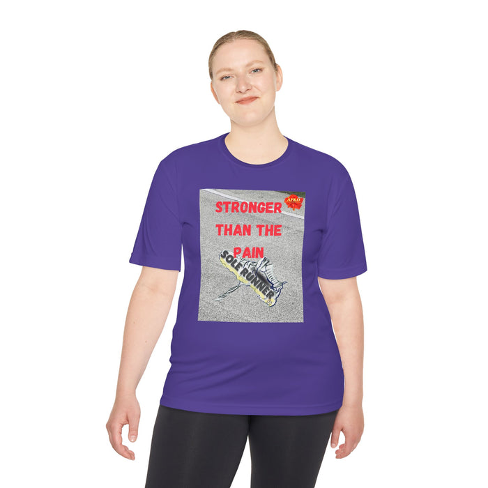 Stronger Than The Pain- Whimsical Moisture Wicking Unisex T-Shirt For Runners