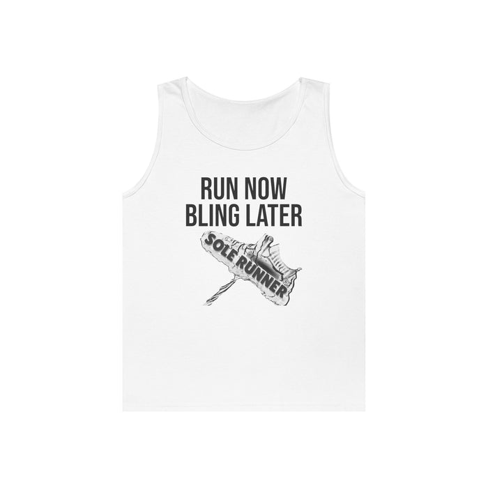 Run Now Bling Later: Unisex Heavy Cotton Tank Top