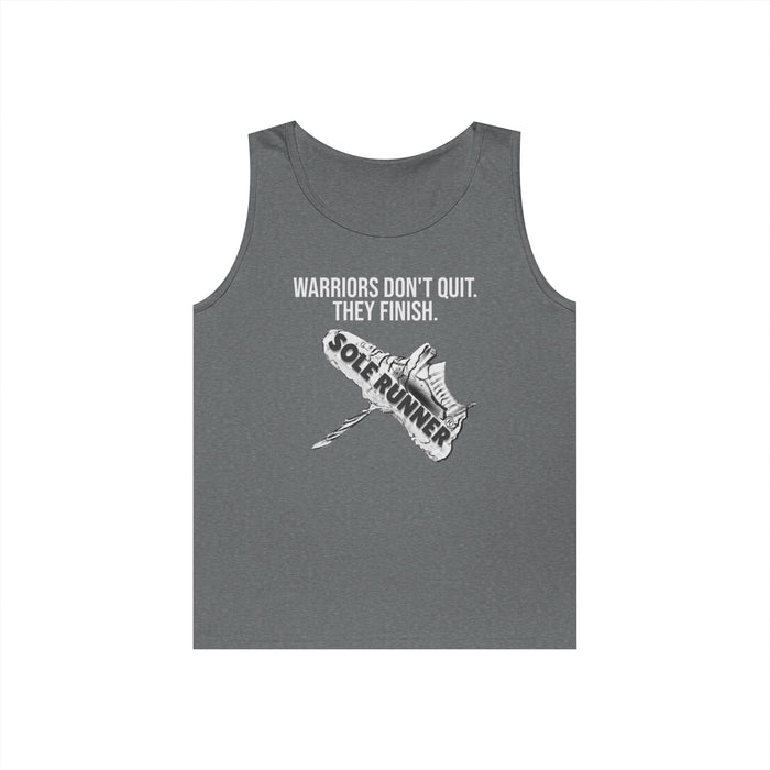 Warriors Don't Quit. They Finish.: Unisex Heavy Cotton Tank Top