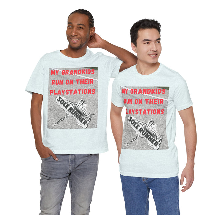 My Grandkids Run On Their Playstations: Unisex Jersey Short Sleeve Tee