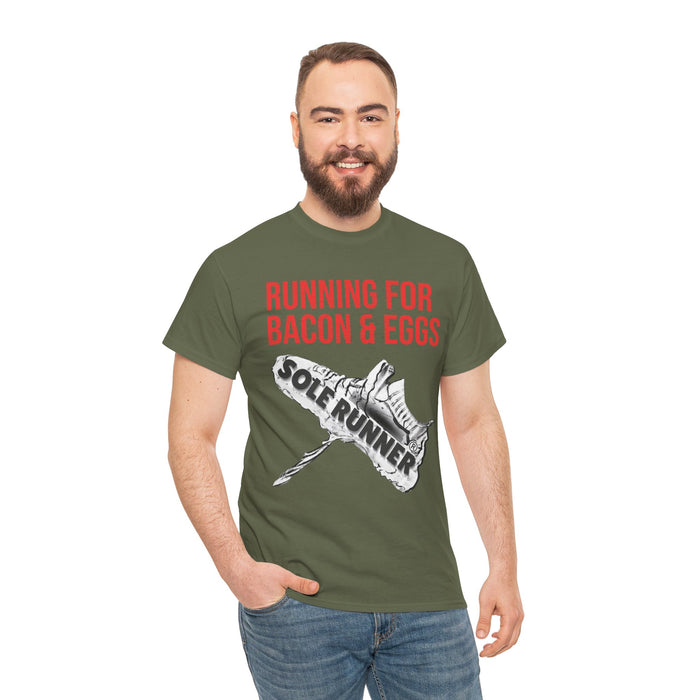 Running For Bacon & Eggs: Unisex Heavy Cotton Tee