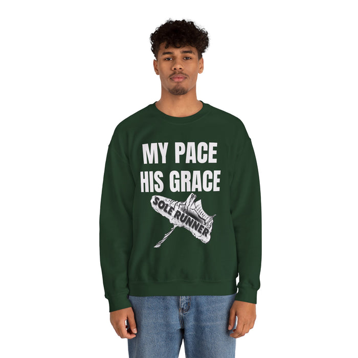 MY PACE. HIS GRACE: Unisex Heavy Blend™ Crewneck Sweatshirt