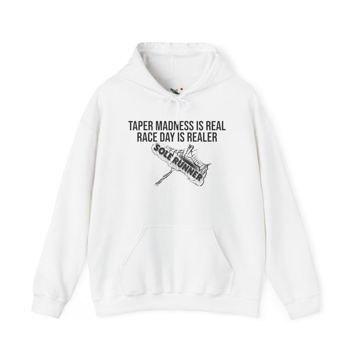 Taper Madness Is Real, Race Day Is Realer: Unisex Heavy Blend™ Hooded Sweatshirt