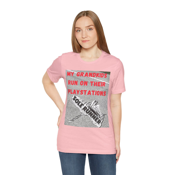 My Grandkids Run On Their Playstations: Unisex Jersey Short Sleeve Tee