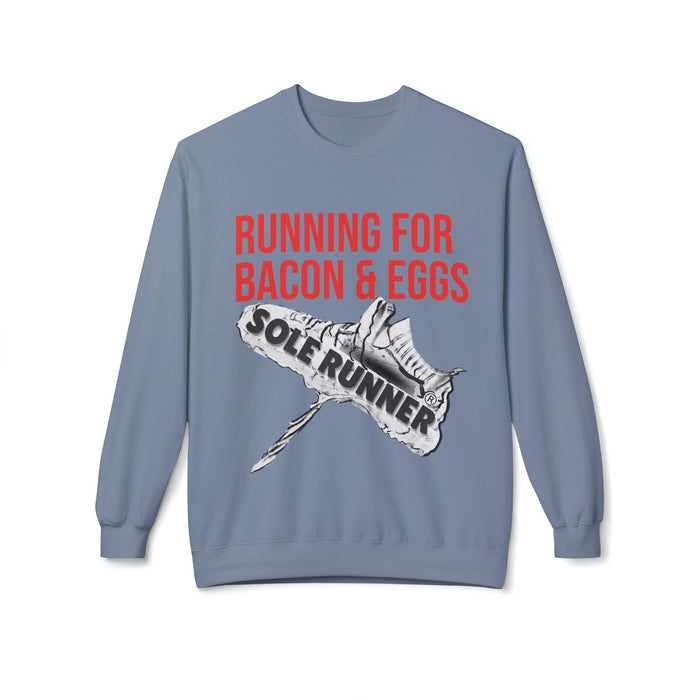 Running For Bacon & Eggs: Unisex Midweight Softstyle Fleece Crewneck Sweatshirt
