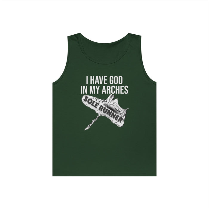 I Have God In My Arches: Unisex Heavy Cotton Tank Top