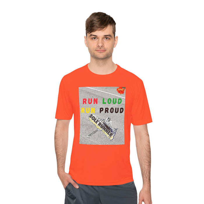 Run Loud, Run Proud-Whimsical Moisture Wicking Unisex T-Shirt For Runners