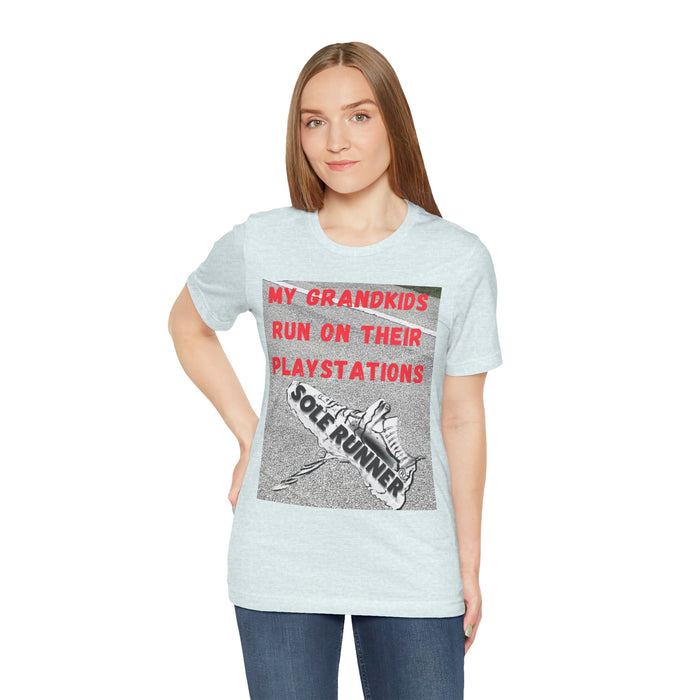 My Grandkids Run On Their Playstations: Unisex Jersey Short Sleeve Tee