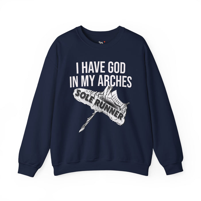I Have God In My Arches: Unisex Heavy Blend™ Crewneck Sweatshirt