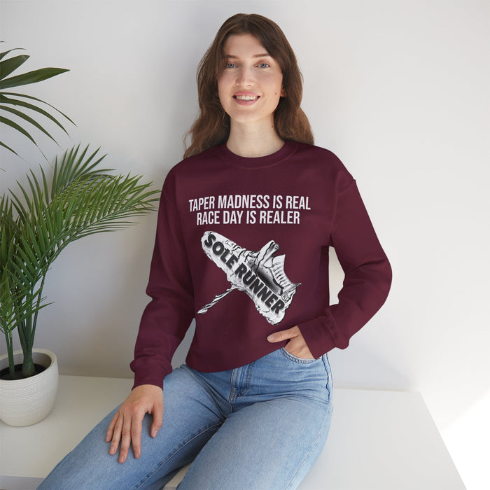 Taper Madness Is Real, Race Day Is Realer: Unisex Heavy Blend™ Crewneck Sweatshirt