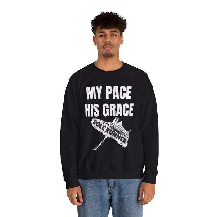 MY PACE. HIS GRACE: Unisex Heavy Blend™ Crewneck Sweatshirt