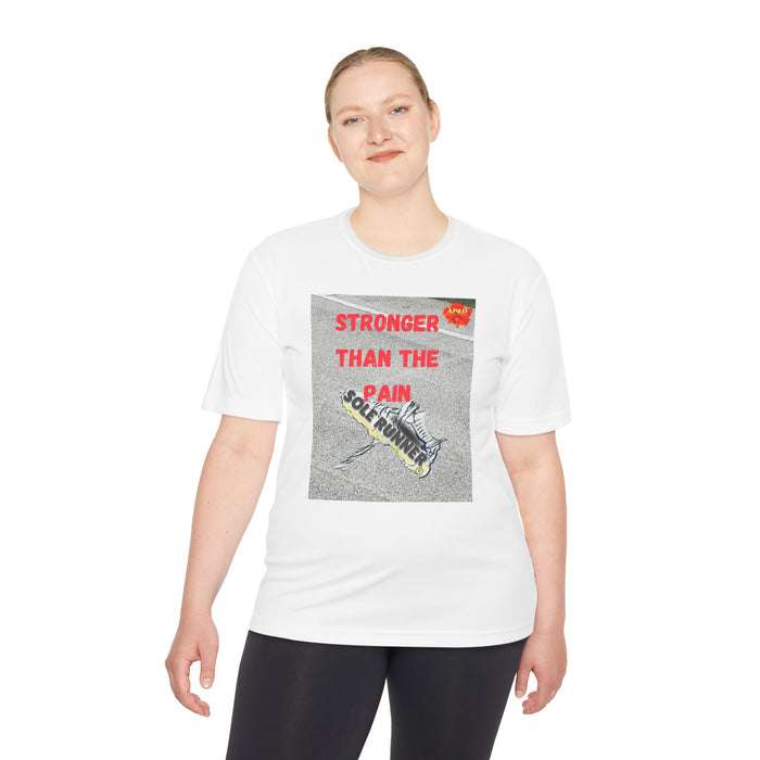 Stronger Than The Pain- Whimsical Moisture Wicking Unisex T-Shirt For Runners