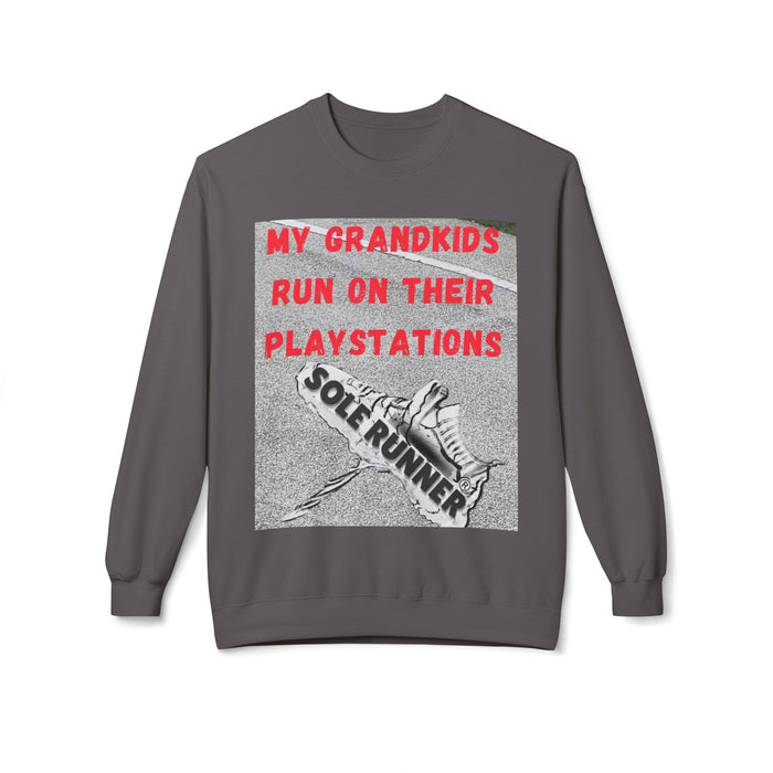 My Grandkids Run On Their Playstations: Unisex Midweight Softstyle Fleece Crewneck Sweatshirt