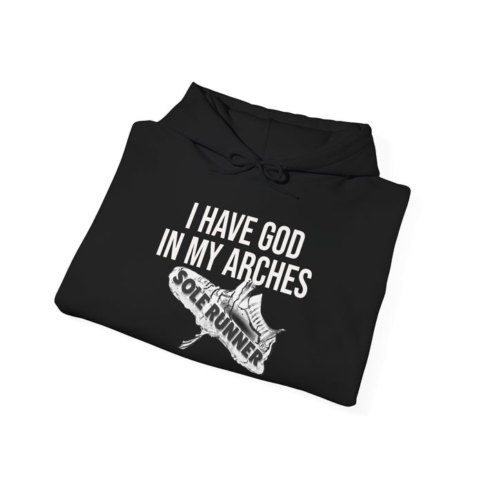 I Have God In My Arches: Unisex Heavy Blend™ Hooded Sweatshirt