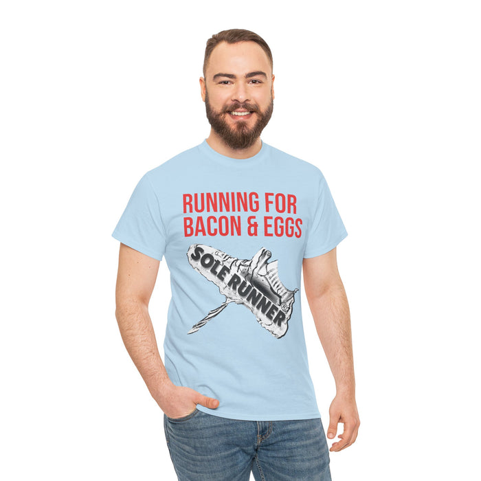 Running For Bacon & Eggs: Unisex Heavy Cotton Tee