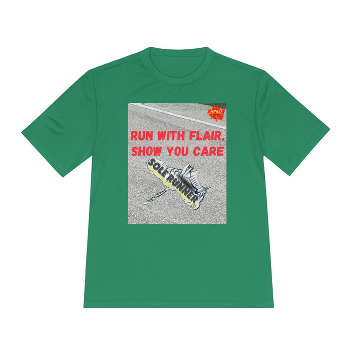 Run With Flair Show You Care-Whimsical Moisture Wicking Unisex T-Shirt For Runners