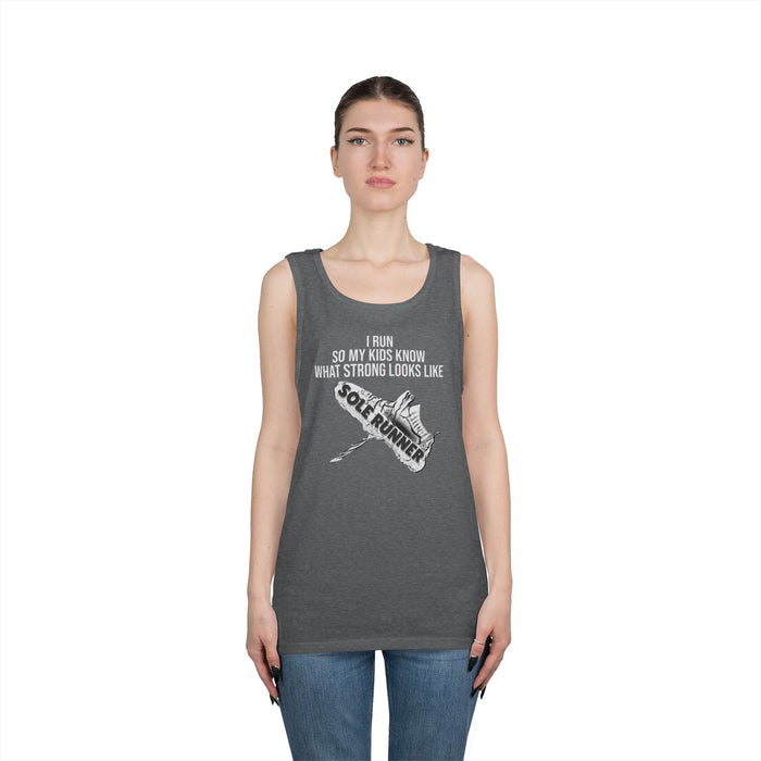 I Run So My Kids Know What Strong Looks Like: Unisex Heavy Cotton Tank Top
