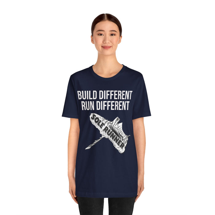 Built Different. Runs Different: Unisex Jersey Short Sleeve Tee