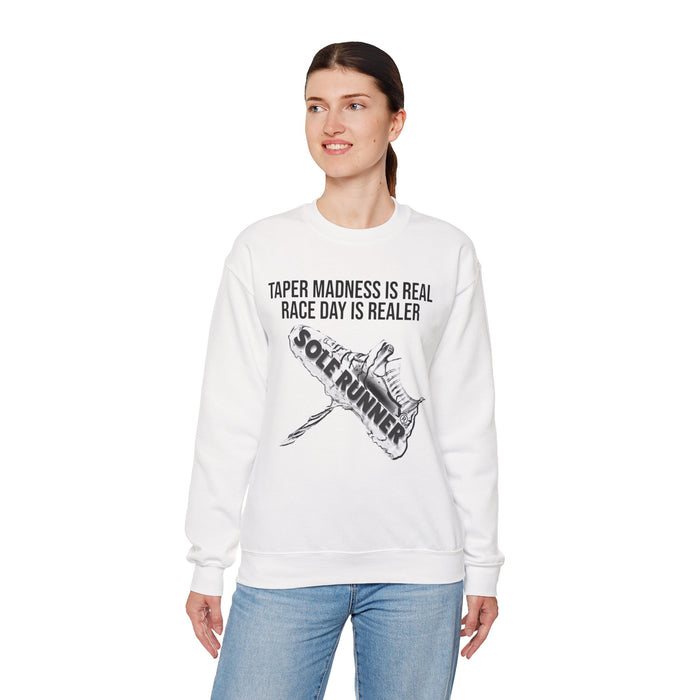 Taper Madness Is Real, Race Day Is Realer: Unisex Heavy Blend™ Crewneck Sweatshirt