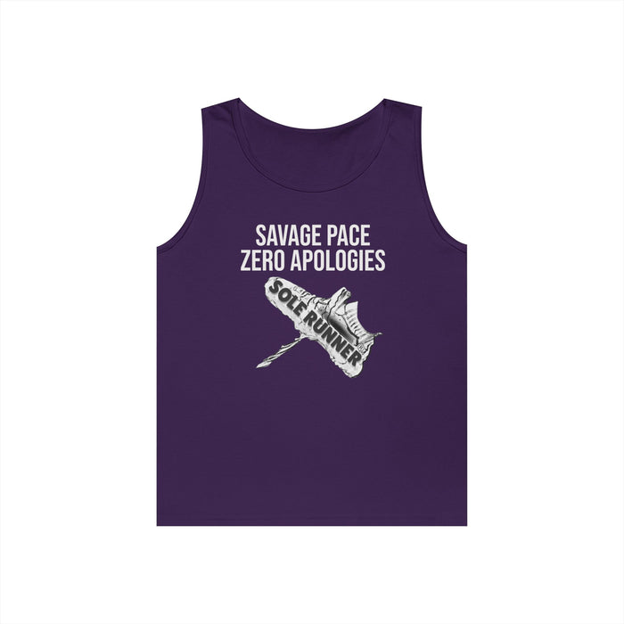 Savage Pace Zero Apologies: Unisex Heavy Cotton Tank Top