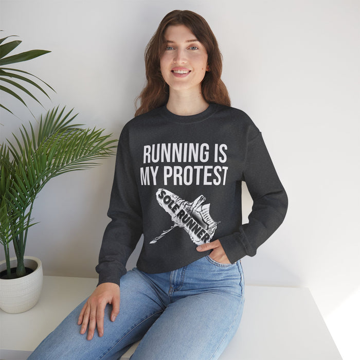 Running Is My Protest: Unisex Heavy Blend™ Crewneck Sweatshirt