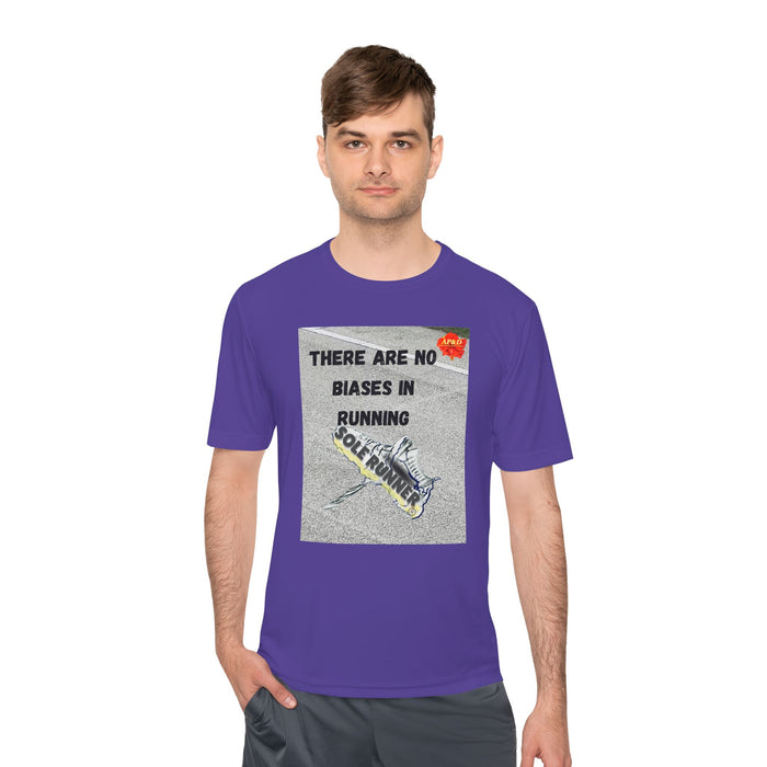 There Are No Biases In Running. Whimsical Moisture Wicking Unisex T-Shirt For Runners