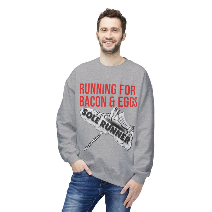 Running For Bacon & Eggs: Unisex Midweight Softstyle Fleece Crewneck Sweatshirt