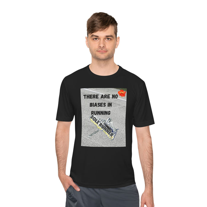There Are No Biases In Running. Whimsical Moisture Wicking Unisex T-Shirt For Runners