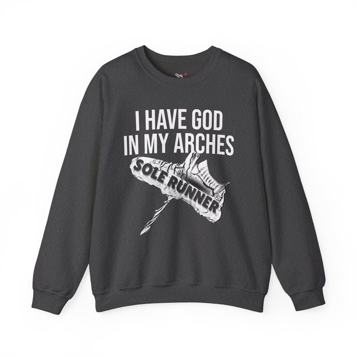 I Have God In My Arches: Unisex Heavy Blend™ Crewneck Sweatshirt