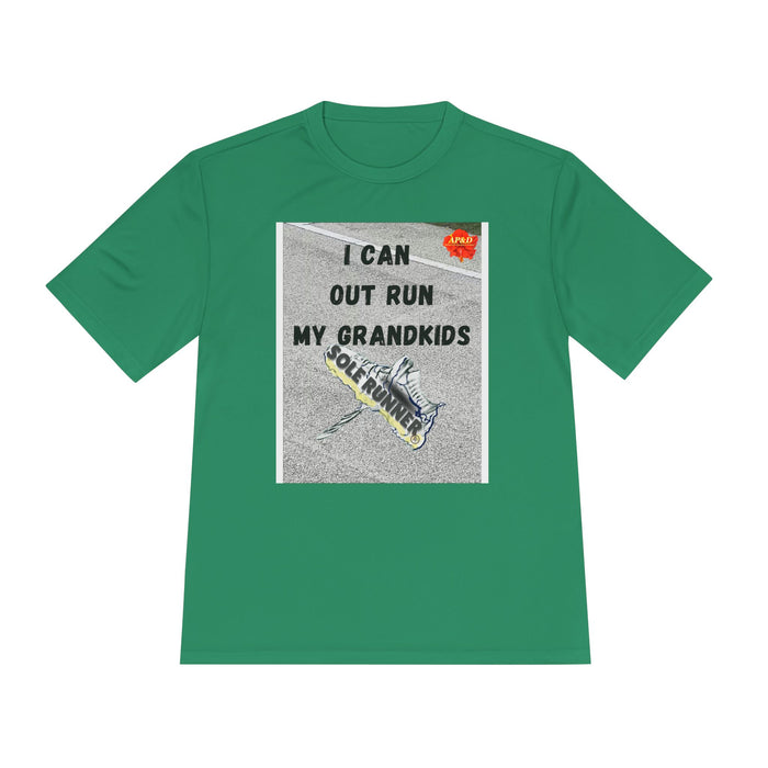 I Can Out Run My Grandkids-Whimsical Moisture Wicking Unisex T-Shirt For Runners