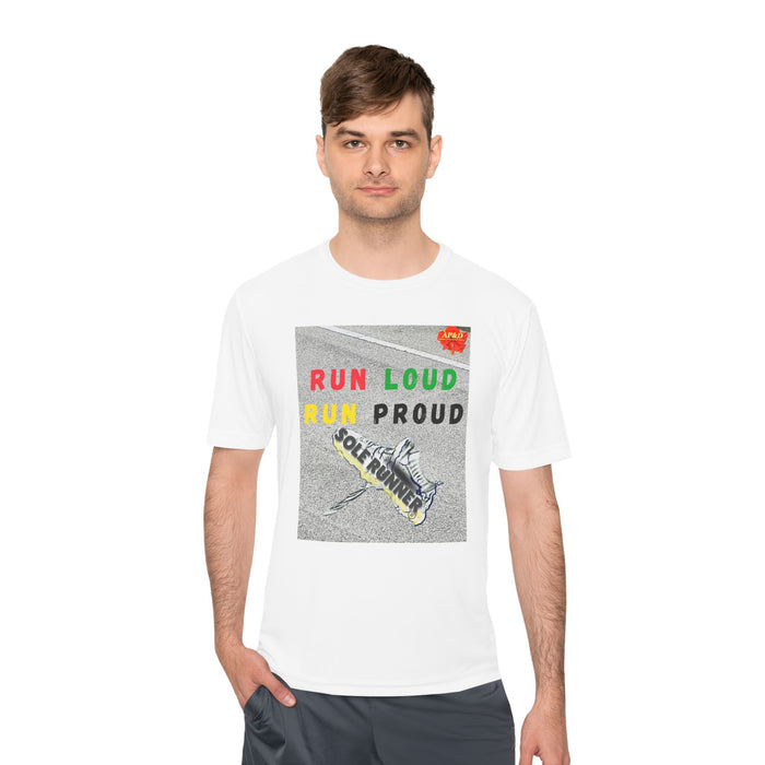Run Loud, Run Proud-Whimsical Moisture Wicking Unisex T-Shirt For Runners