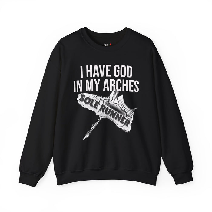 I Have God In My Arches: Unisex Heavy Blend™ Crewneck Sweatshirt