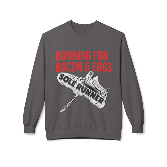Running For Bacon & Eggs: Unisex Midweight Softstyle Fleece Crewneck Sweatshirt
