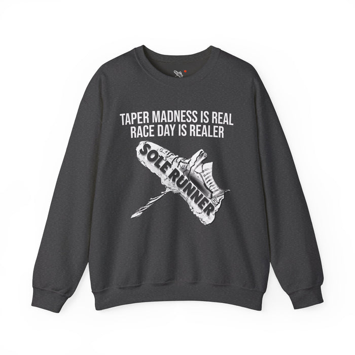 Taper Madness Is Real, Race Day Is Realer: Unisex Heavy Blend™ Crewneck Sweatshirt