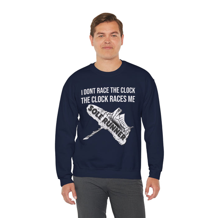 I Don't Race The Clock. The Clock Races Me: Unisex Heavy Blend™ Crewneck Sweatshirt