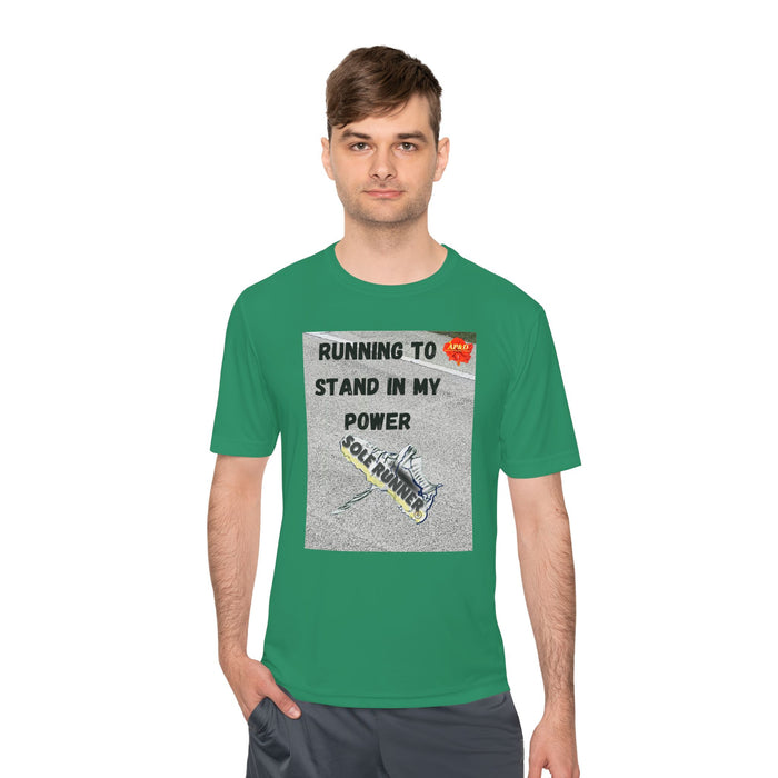 Running To Stand In My Power-Whimsical Moisture Wicking Unisex T-Shirt For Runners