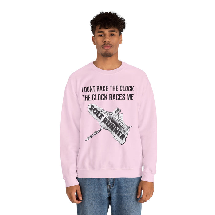I Don't Race The Clock. The Clock Races Me: Unisex Heavy Blend™ Crewneck Sweatshirt