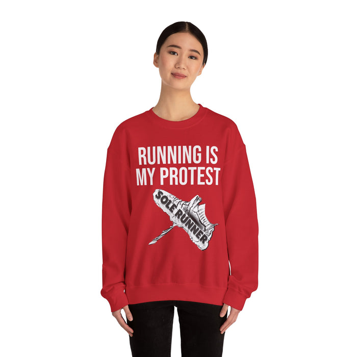 Running Is My Protest: Unisex Heavy Blend™ Crewneck Sweatshirt