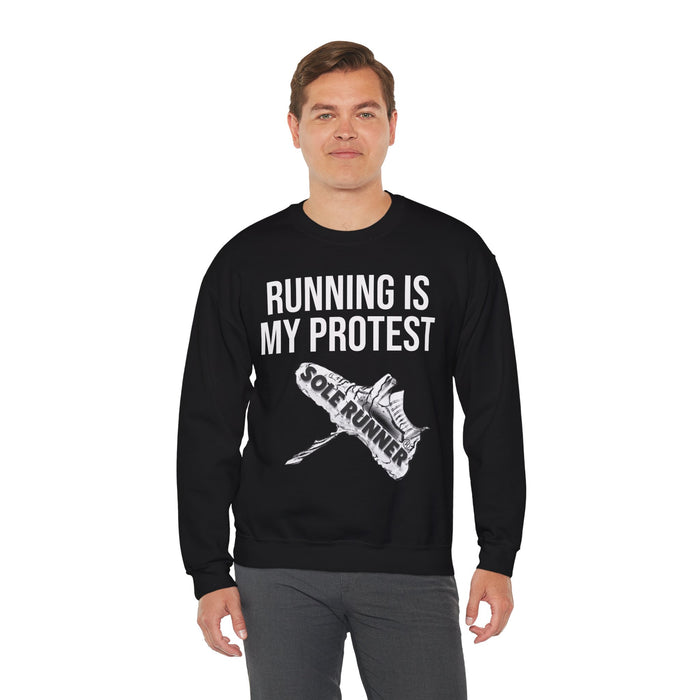 Running Is My Protest: Unisex Heavy Blend™ Crewneck Sweatshirt
