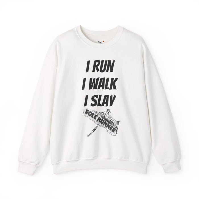 I Run. I Walk. I Slay Miles: Unisex Heavy Blend™ Crewneck Sweatshirt