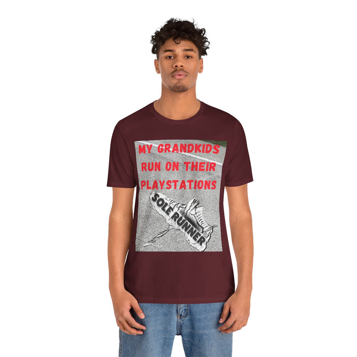My Grandkids Run On Their Playstations: Unisex Jersey Short Sleeve Tee