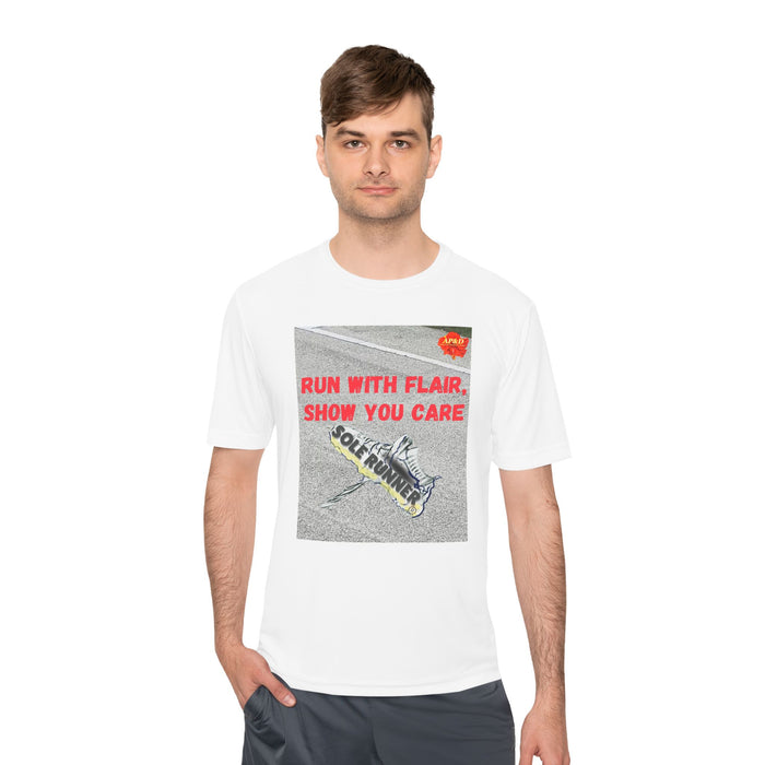Run With Flair Show You Care-Whimsical Moisture Wicking Unisex T-Shirt For Runners