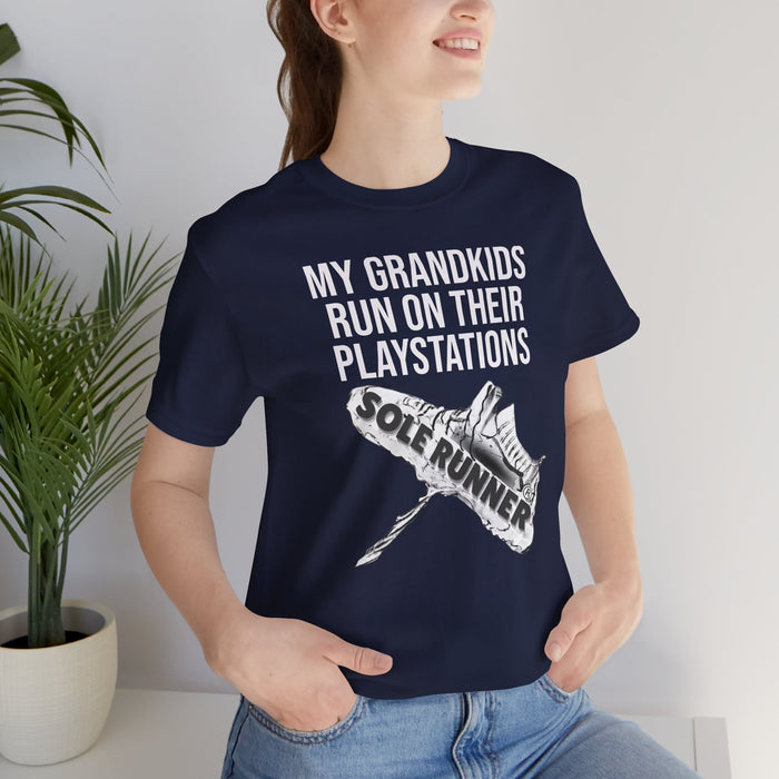 My Grandkids Run On Their PlayStations: Unisex Jersey Short Sleeve Tee