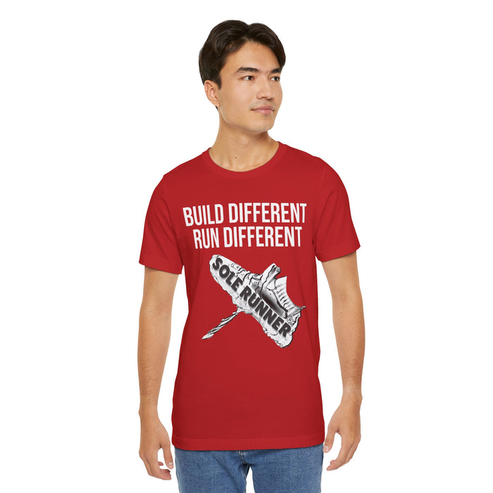 Built Different. Runs Different: Unisex Jersey Short Sleeve Tee