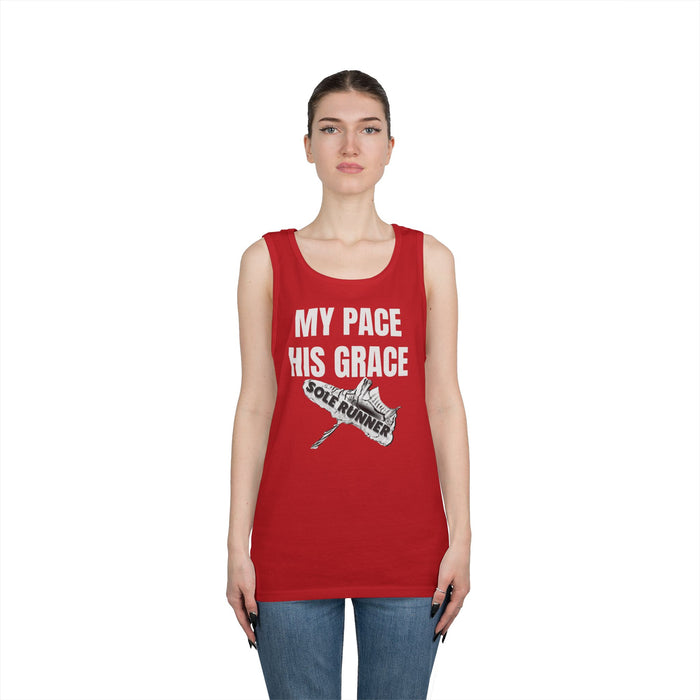 MY PACE. HIS GRACE; Unisex Heavy Cotton Tank Top