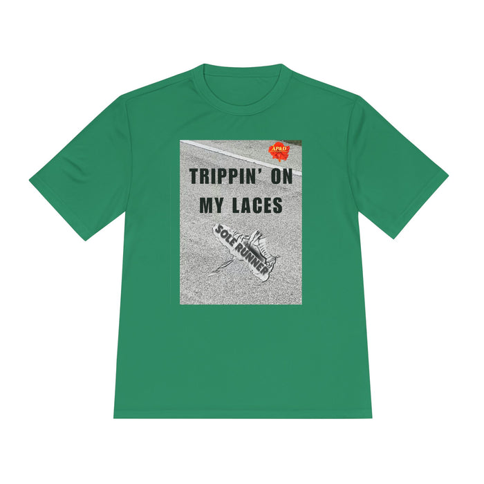 Trippin' On My Laces- Whimsical Moisture Wicking Unisex T-Shirt For Runners