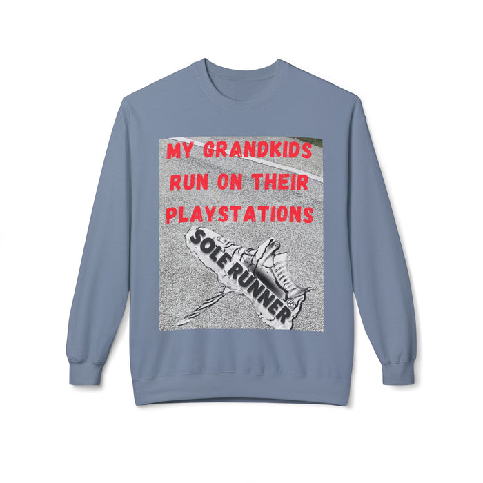 My Grandkids Run On Their Playstations: Unisex Midweight Softstyle Fleece Crewneck Sweatshirt