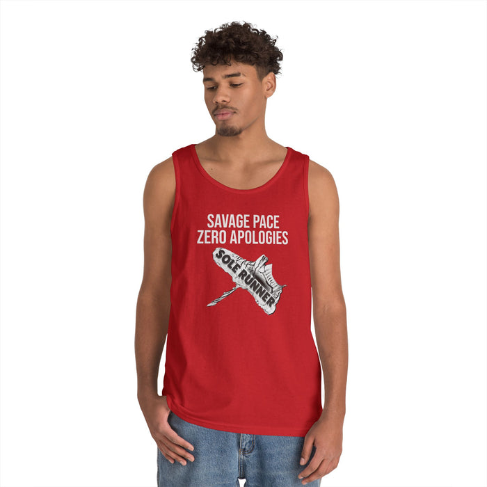 Savage Pace Zero Apologies: Unisex Heavy Cotton Tank Top