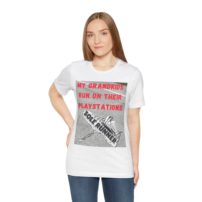 My Grandkids Run On Their Playstations: Unisex Jersey Short Sleeve Tee